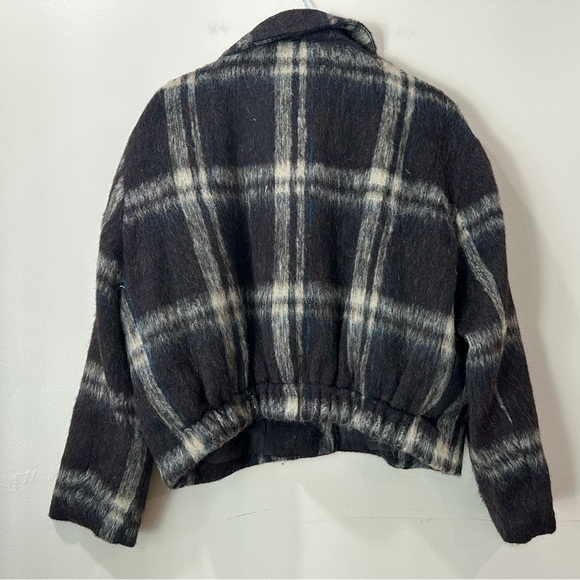 NWT Zara Plaid Jacket Wool Blend Cropped Black White Brown Shacket Women S 6318 - Picture 6 of 13